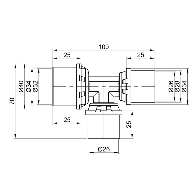 Трійник прес Icma 26х26х32 №406 SD00009085