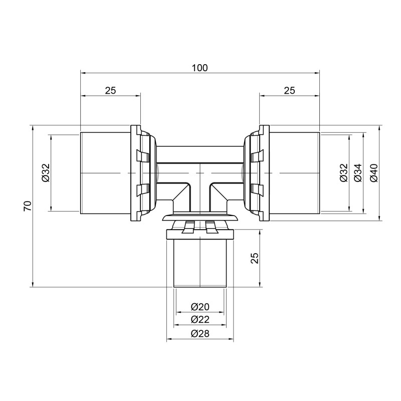 Icma Трійник прес 32х20х32 №406 (81406GQBQGQ06)