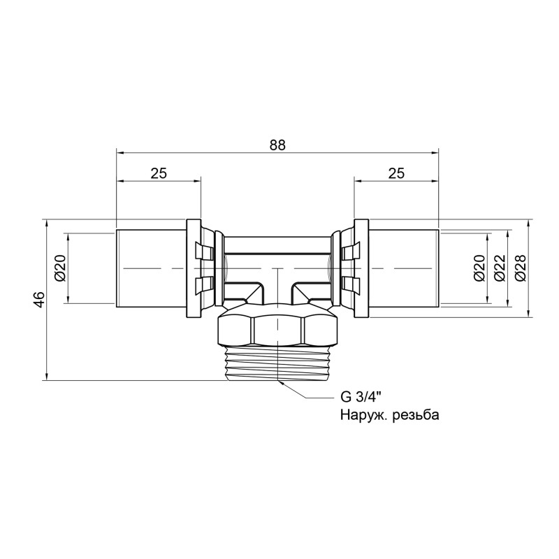 Icma Трійник прес 20х3/4