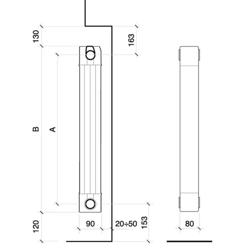 Nova Florida Алюминиевый радиатор (6 секций) LEDRO S/90 1600 мм GRAPHITE 3R (81ELE3R406)