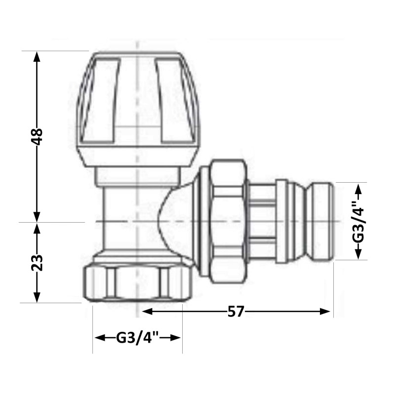 Кран радіаторний Icma №803+940 кутовий 3/4