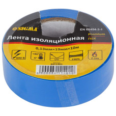 SIGMA Ізолента ПВХ (синя) 0.13мм×19мм×10м Premium (8411401)