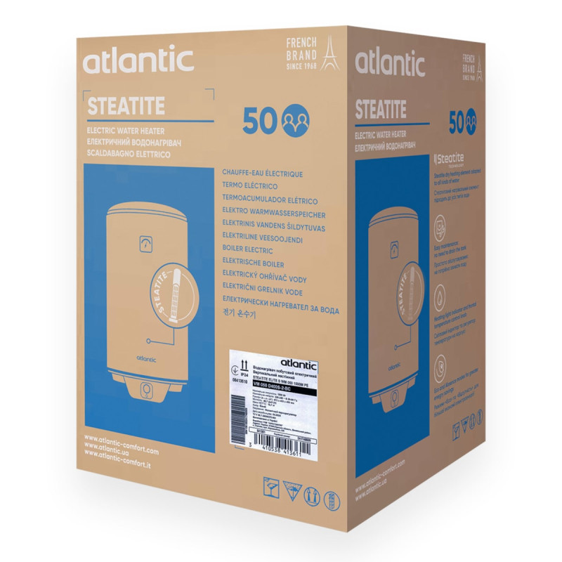 Atlantic Водонагрівач (бойлер) електричний Steatite Elite VM 050 D400S-2-BC (1500W) 80 літрів (841361)