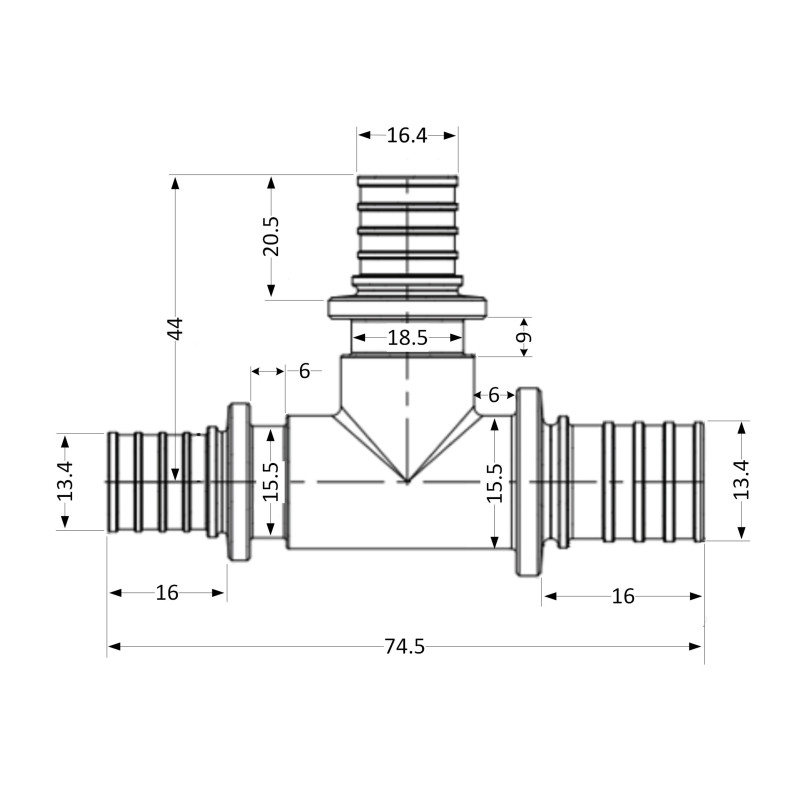 Трійник натяжний Icma №1039 d16х20х16 851039BOGWBO05 SD00053896