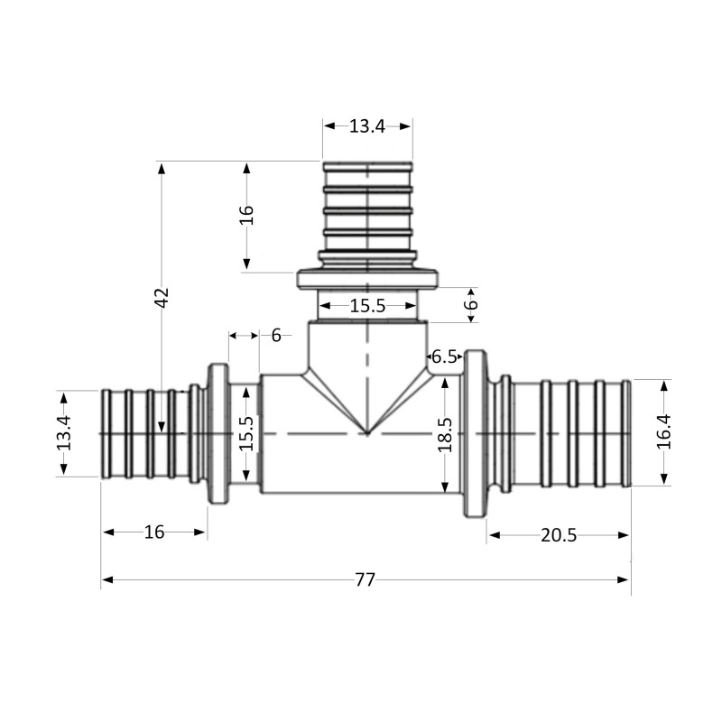 Трійник натяжний Icma №1039 d20х16х16 851039GWBOBO0 SD00053897