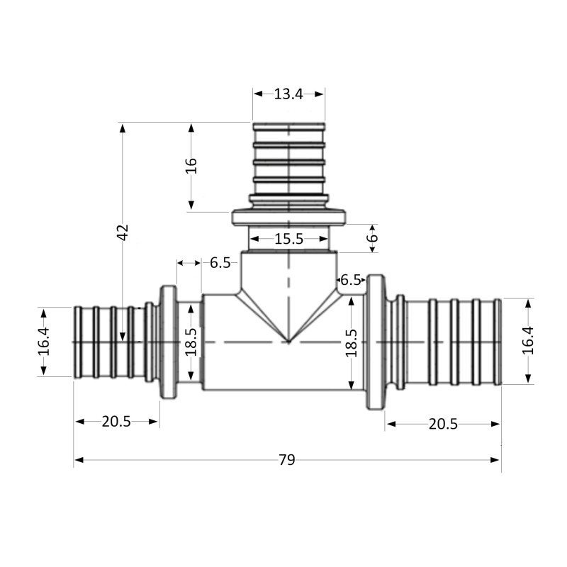 Трійник натяжний Icma №1039 d20х16х20 851039GWBOGW05 SD00053898