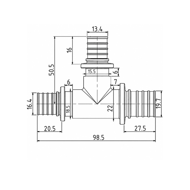 Трійник натяжний Icma №1039 d25х16х20 851039GXBOGW05 SD00053902