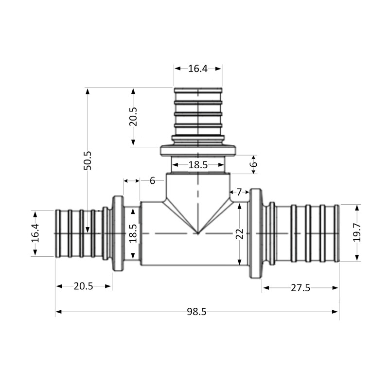Трійник натяжний Icma №1039 d25х20х20 851039GXGWGW0 SD00053904