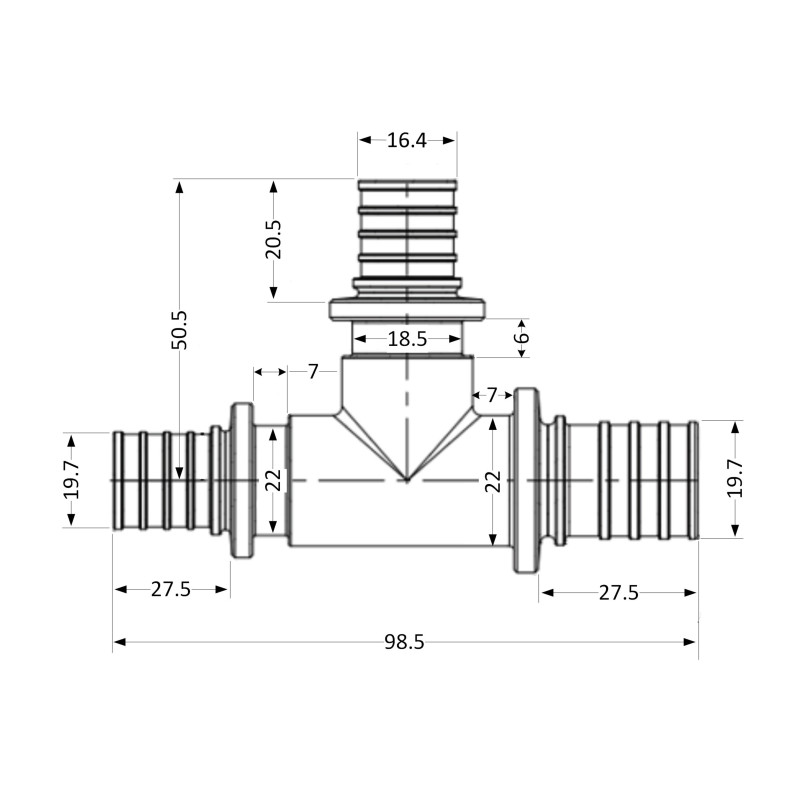 Трійник натяжний Icma №1039 d25х20х25 851039GXGWGX05 SD00053905