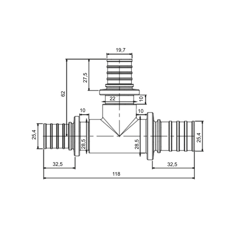Трійник натяжний Icma №1039 d32х25х32 851039GYGXGY05 SD00053909