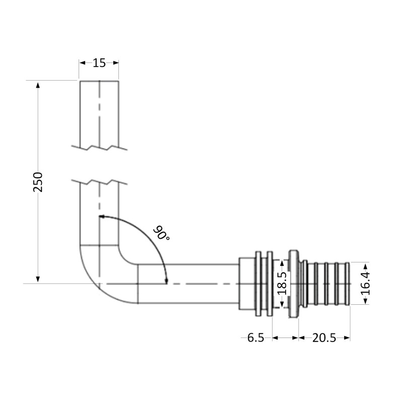 Трубка для радіатора Icma №1043 d20х2,8 для натяжного фитинга 851043GWGE07 SD00053923