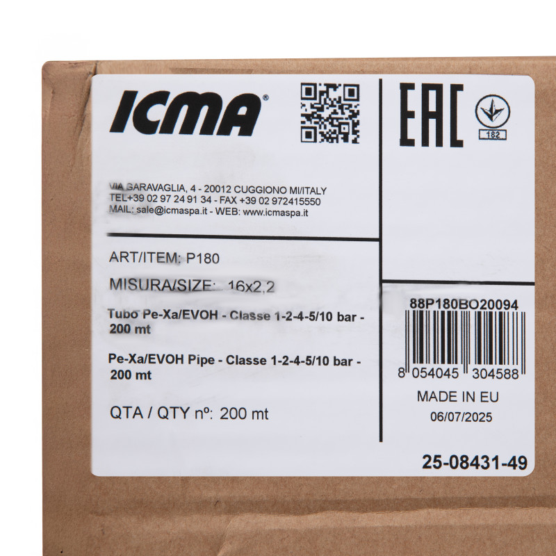 Труба для натяжної гільзи Icma №Р180 PEX-A d16×2,2 мм (200 м) 88P180BO20094 SD00053924