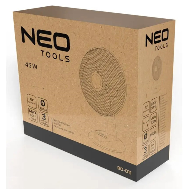 Вентилятор настільний Neo Tools, 40см, 45Вт, білий (90-011)