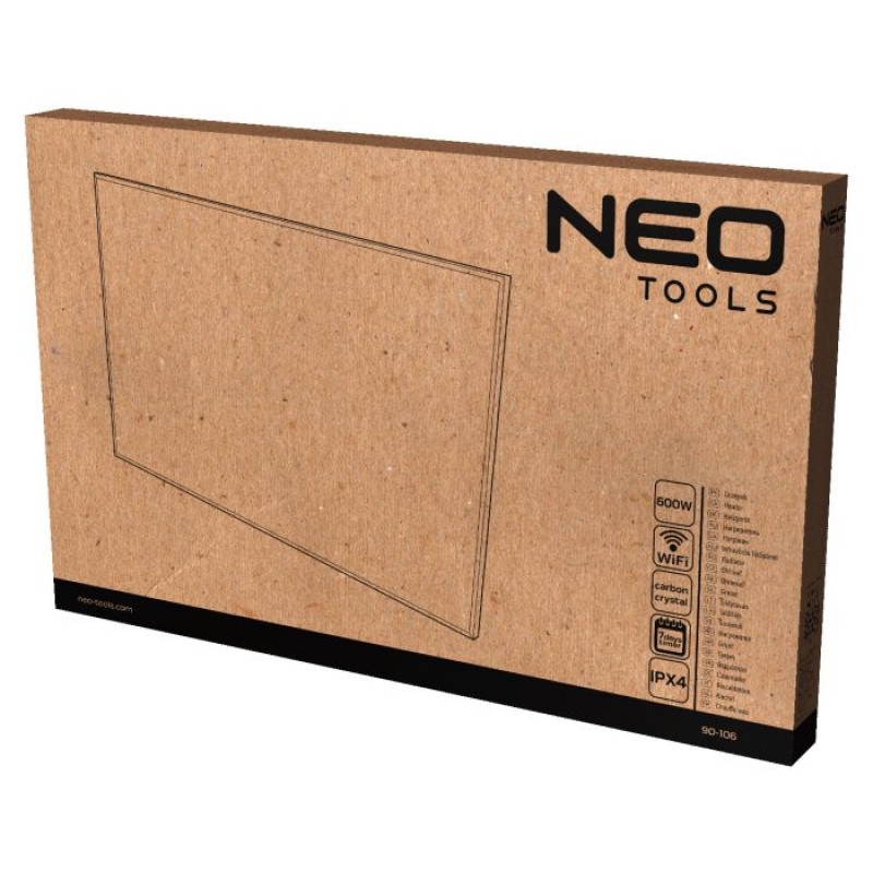 Панель інфрачервона Neo Tools, 600Вт, WIFI, 100х60х3.8см, IP24, термостат, білий (90-106)