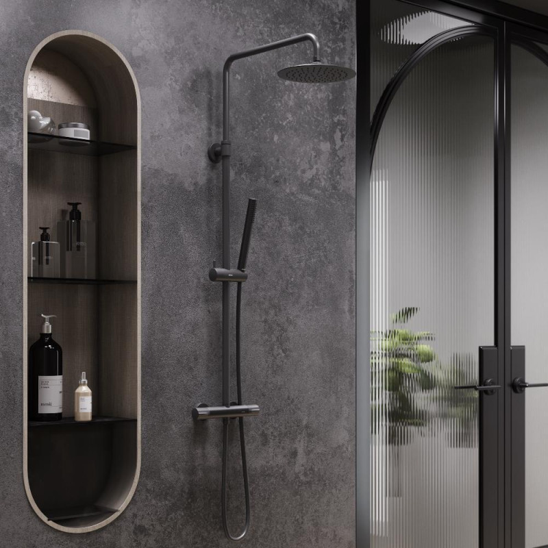 Душова система з душовим ТМС змішувачем, чорний Damixa Scandinavian Pure 936800300