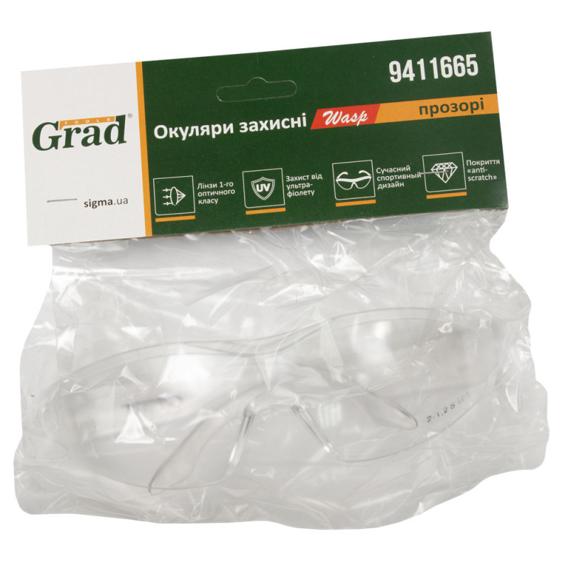 Grad Окуляри захисні Wasp anti-scratch (прозорі) (9411665)