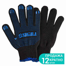 SIGMA Рукавички трикотажні з ПВХ крапкою р10 Оптима (чорні) (9442531) (12 пара)