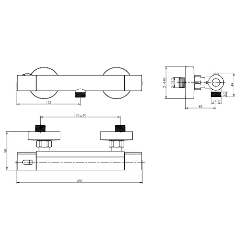 Corso Змішувач VOLTURNO Ø25 термостатичний для душу EF-2D186C (9661300)