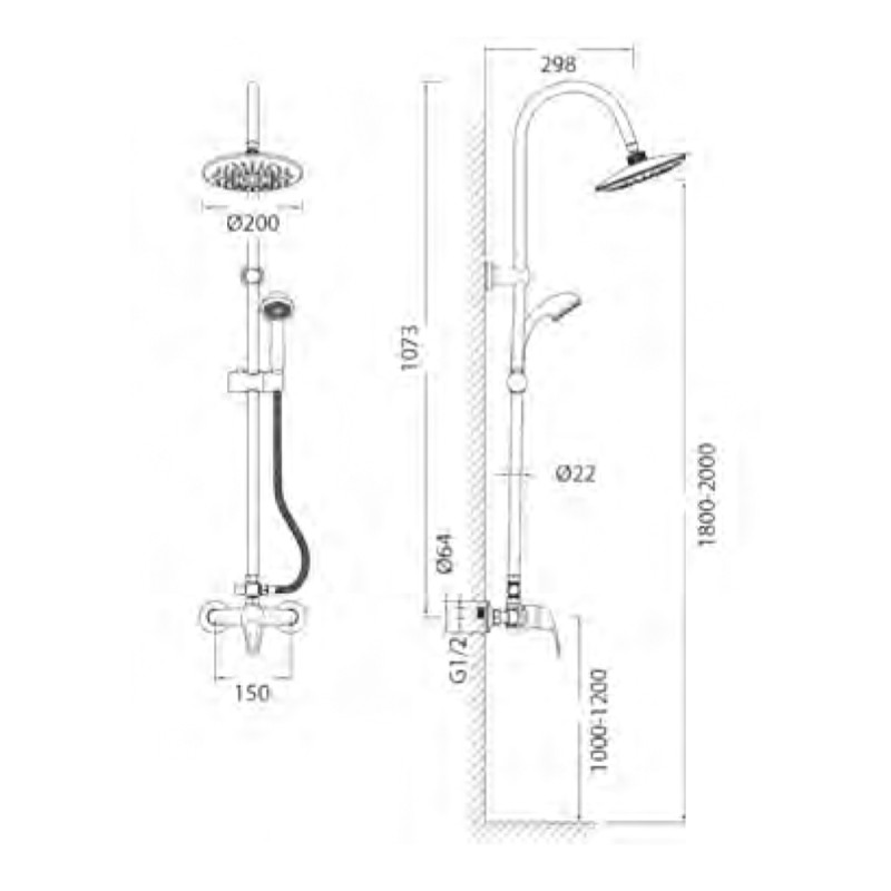 AQUATICA Душова система s05 з картриджним змішувачем (9705400)