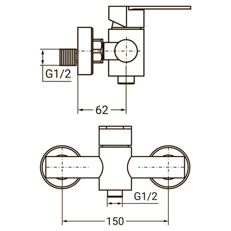 AQUATICA Змішувач HT Ø35 для душа SS HT-1D171P (9719301)