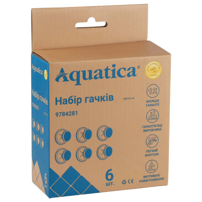 AQUATICA Гачки на вакуумних присосках s42 Ø40×40мм кольорові (6шт) (9784281)