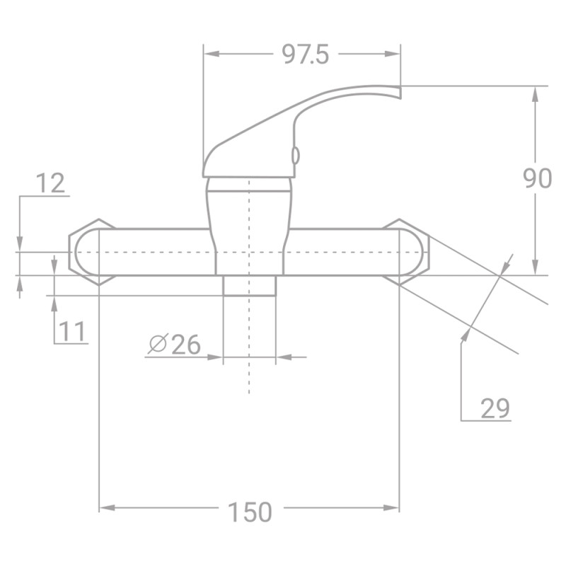 TAU Змішувач TN Ø35 для душа TN-1D142C (9846300)