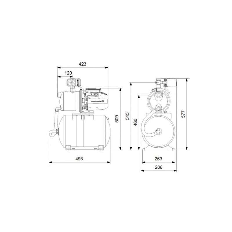 GRUNDFOS Насосная установка JP 5-48 PT-H с баком 20 л. (99463877)