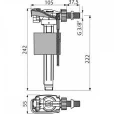 ALCA PLAST сифон A160-3/8 Впускний механізм бок. латунь 3/8