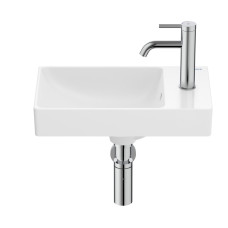 ONA умивальник асиметричний Compacto 45x26 см, з отвором під змішувач, Fineceramic, білий