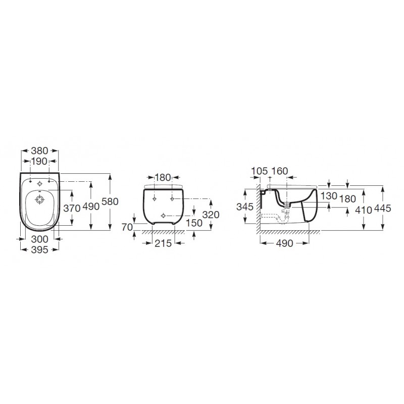 ROCA BEYOND Rimless чаша підвісного унітазу, розмір 580х380 мм, (A3460B7000)