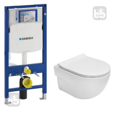 ROCA Комплект: MERIDIAN Rimless підвісний унітаз 48см, з сидінням Slim, slow closing +DUOFIX монтажний елемент, H112, 