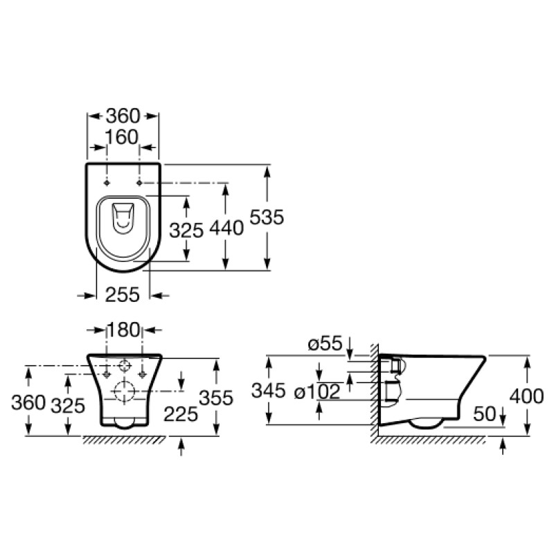 ROCA NEXO підвісний унітаз в комплекте с сидінням slowclosing 801330N04, (A34H648000)
