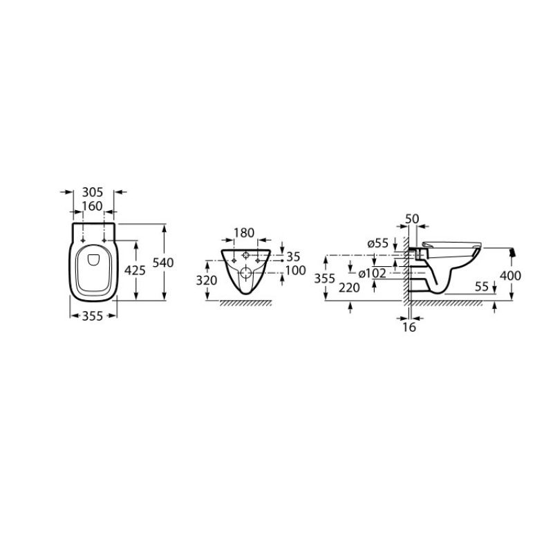 ROCA DEBBA Rimless унiтаз пiдвiсний, з сидiнням Slim slow closing, (A34H993000)