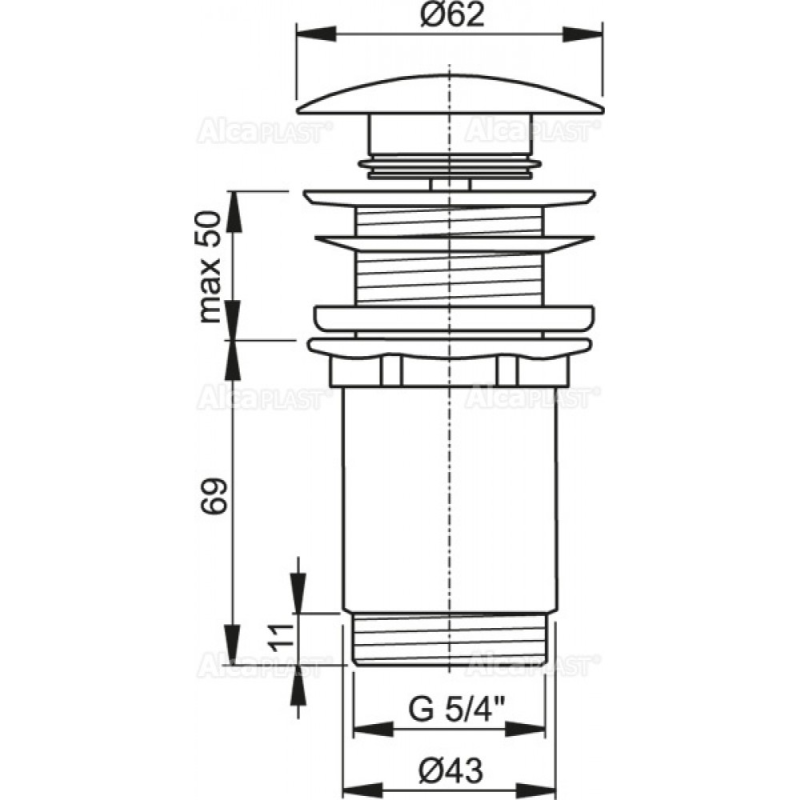 ALCA PLAST сифон A395 донний клапан 1 1/4