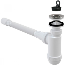 ALCA PLAST сифон A41+A710 Умивальник 1 1/4*d63 нерж.+ гофра 40*40 (A41+A710)