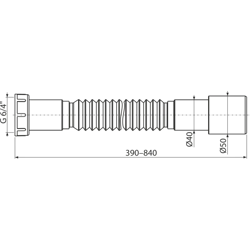 ALCA PLAST сифон A770 Гофра 1 1/2*40/50 390-840 {100/90} (A770)