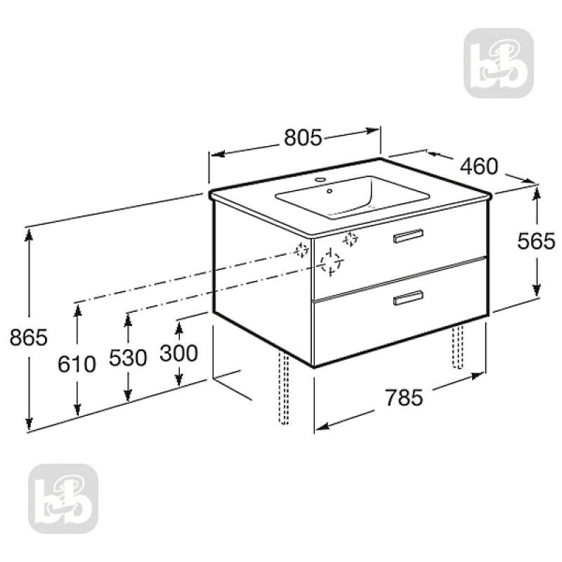 ROCA VICTORIA BASIC тумба з умивальником 80см, колiр кедр, (A855852423)