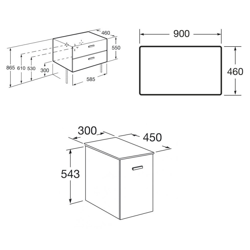 ROCA VICTORIA BASIC MODULAR комплект 89см: тумба 59см під накладний умивальник; модуль 30см із дверцятами; стільниця89 см; колір:білий/білий/дуб, (A85657580D)