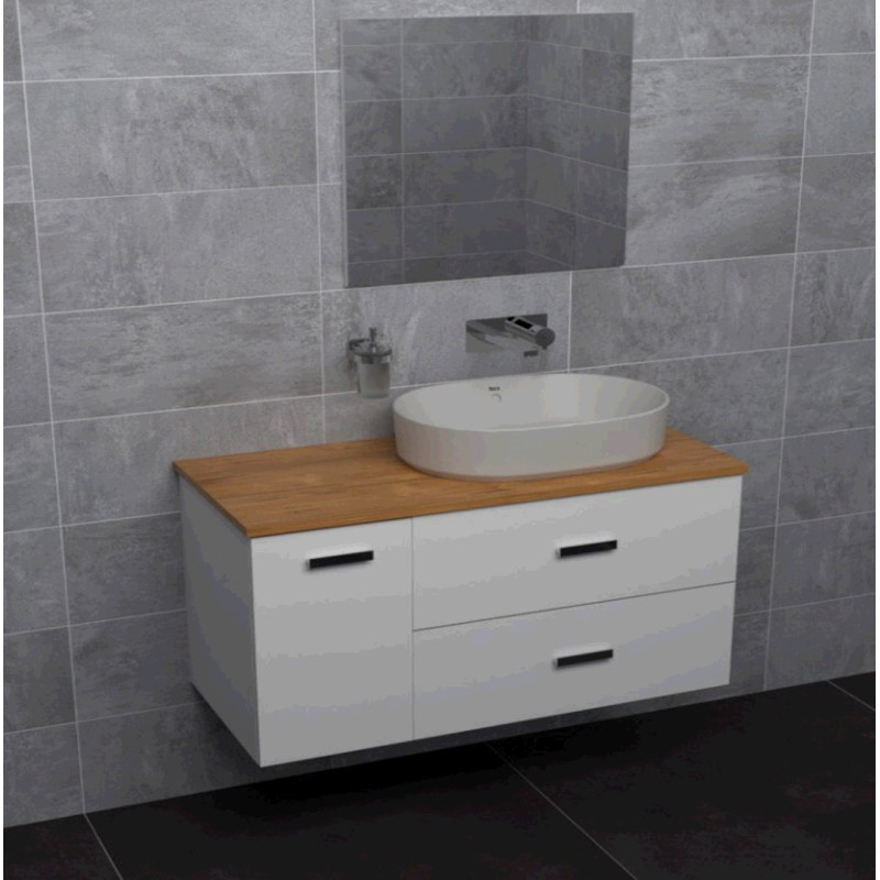 ROCA VICTORIA BASIC MODULAR комплект 89см: тумба 59см під накладний умивальник; модуль 30см із дверцятами; стільниця89 см; колір:білий/білий/дуб, (A85657580D)