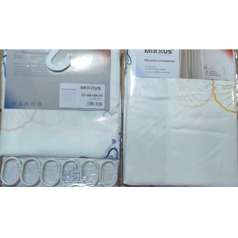 Шторка для ванної Mixxus SCT-008-200x180 з поліестеру (Візерунок 