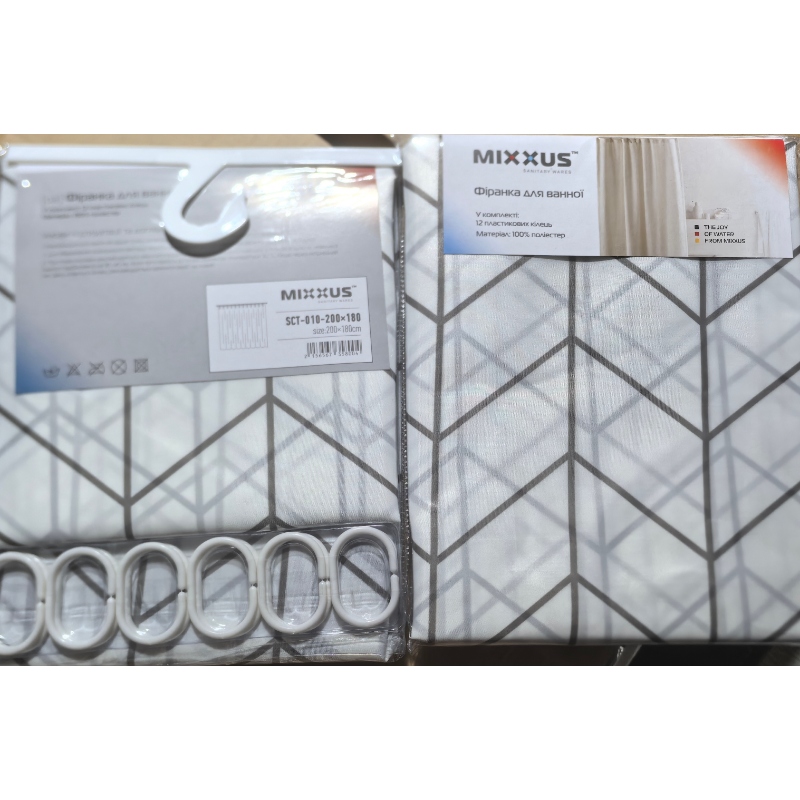 Шторка для ванної Mixxus SCT-010-200x180 з поліестеру (Візерунок 