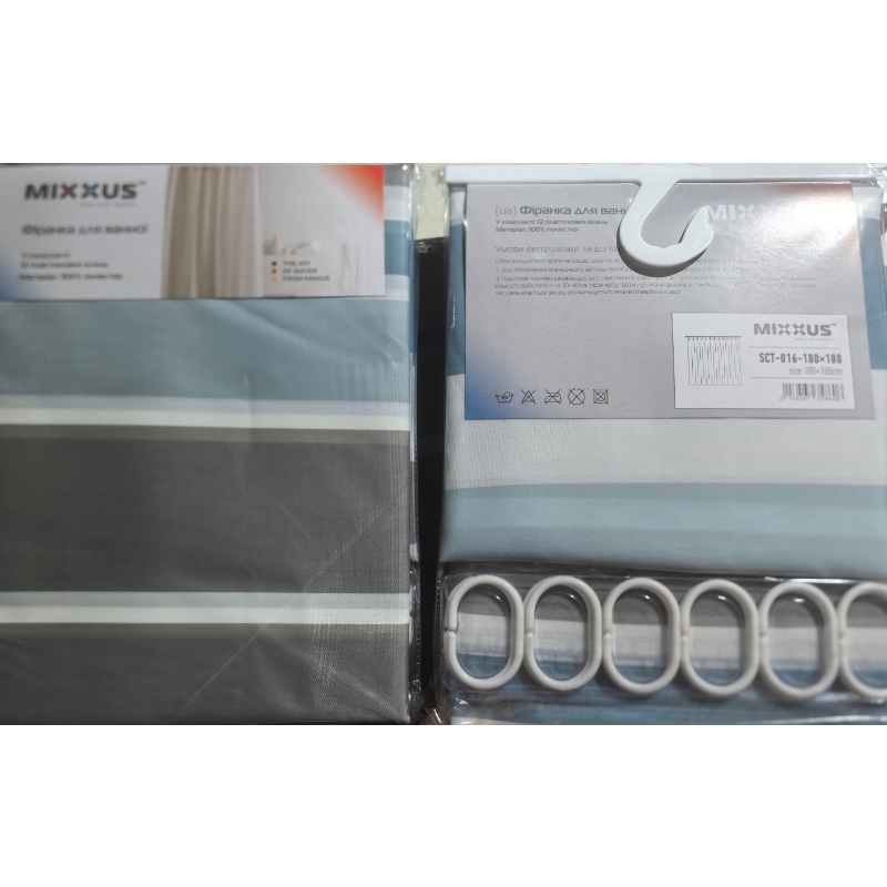 Шторка для ванної Mixxus SCT-016-180x180 з поліестеру (Візерунок 