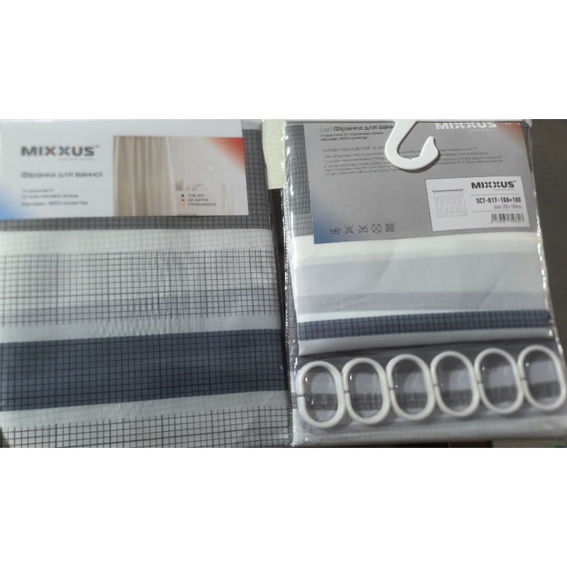 Шторка для ванної Mixxus SCT-017-180x180 з поліестеру (Візерунок 