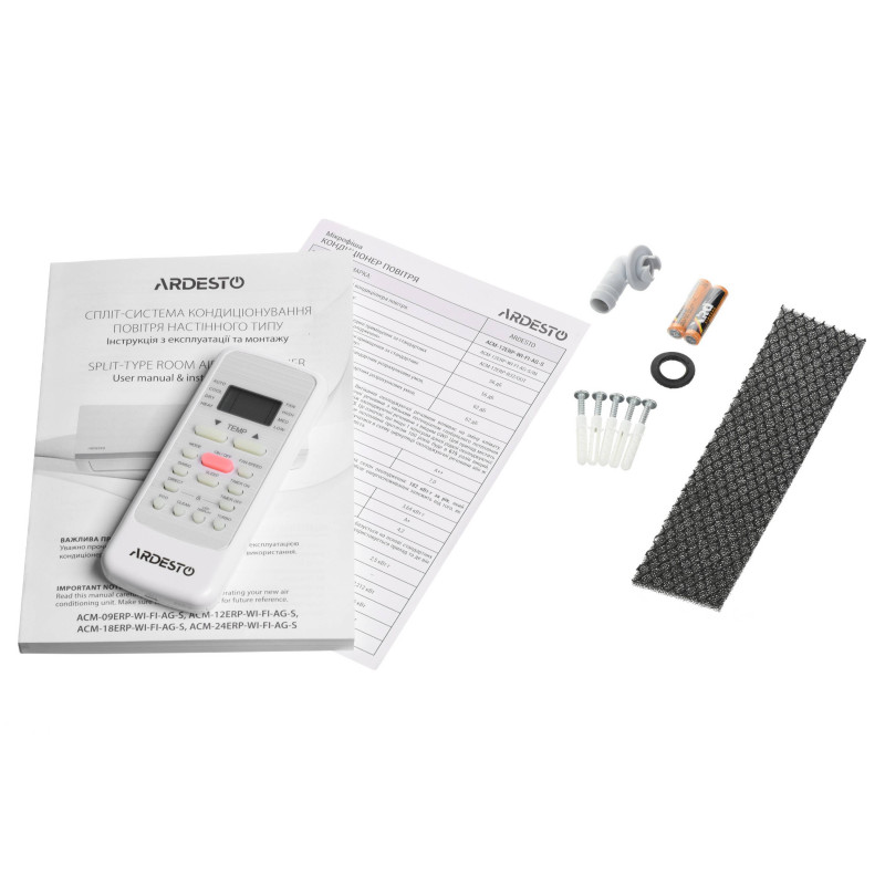 ARDESTO Кондиціонер ACM-18INV-R32-WF-AG-S, 55 м2, інвертор, A++/A+, до -15°С, Wi-Fi, R32, білий (ACM-18INV-R32-WF-AG-S)
