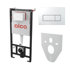 Инсталляция для унитаза ALCA PLAST AM101/1120 с прямоугольной кнопкой хром M571 и прокладкой M91 AM101/1120-4:1 UA M571-0001
