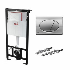 Инсталляция для унитаза ALCA PLAST AM101/1120 + M71 для гипсокартона, хром кнопка AM101/1120 + M71