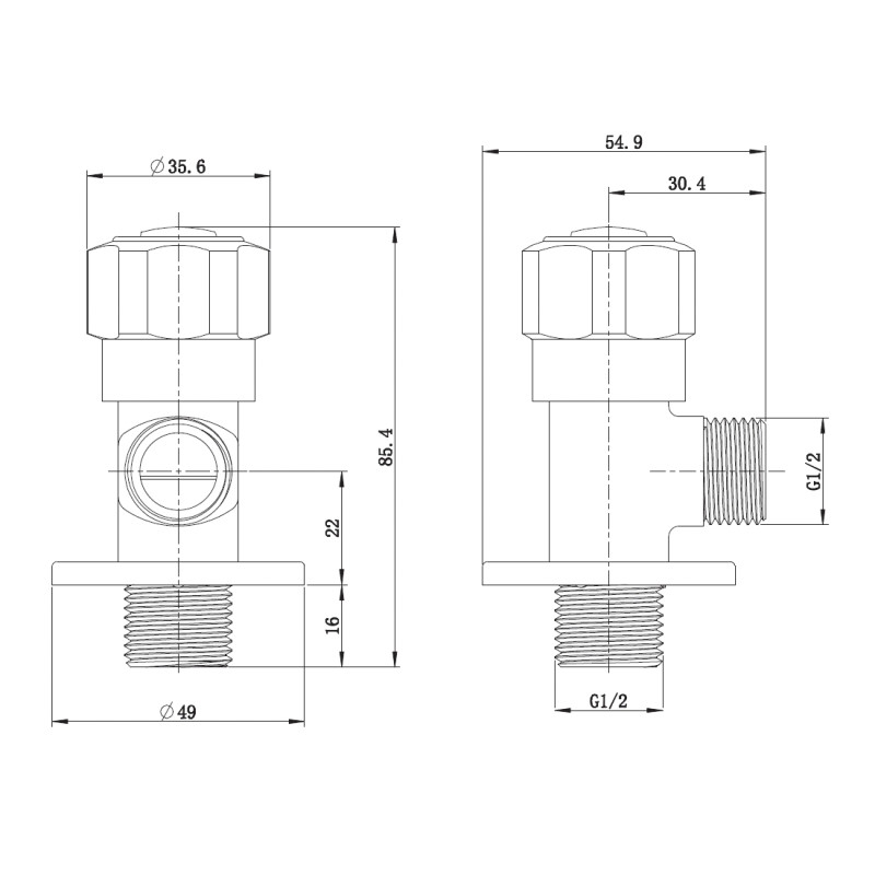 IMPRESE Кутовий вентиль чверть обороту G1 / 2-G1 / 2, (AV02)