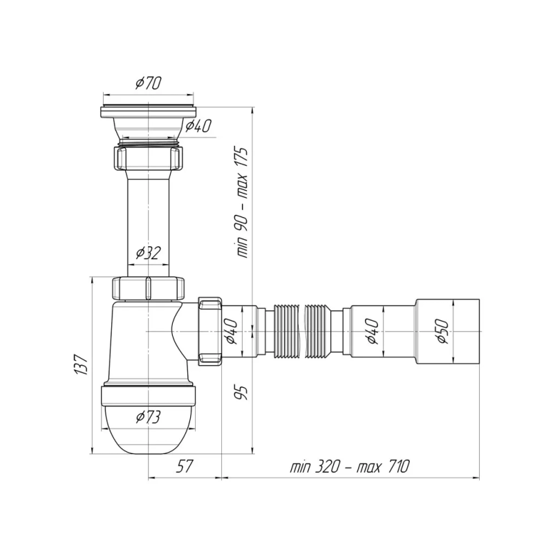 ANI-plast Сифон для мийки C0115, 1 1/2