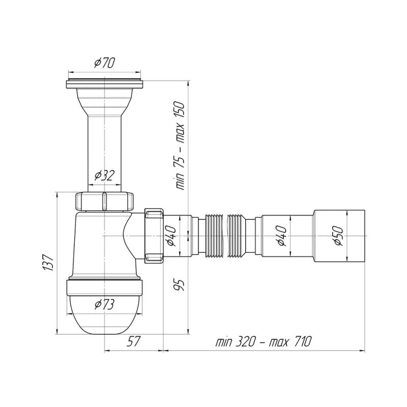 ANI-plast Сифон для мийки C0515, 1 1/2