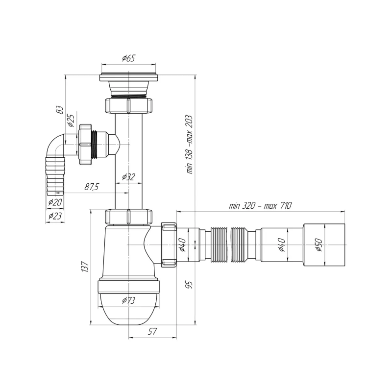 ANI-plast Сифон для мийки C1315, 1 1/4